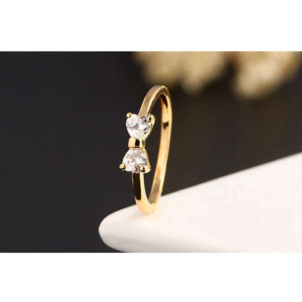 New Brand Women Statement Rings Jewelry White Gold Color Bowtie Cubic Zirconia Wedding Band Ring Bague Femme Bijoux H260312