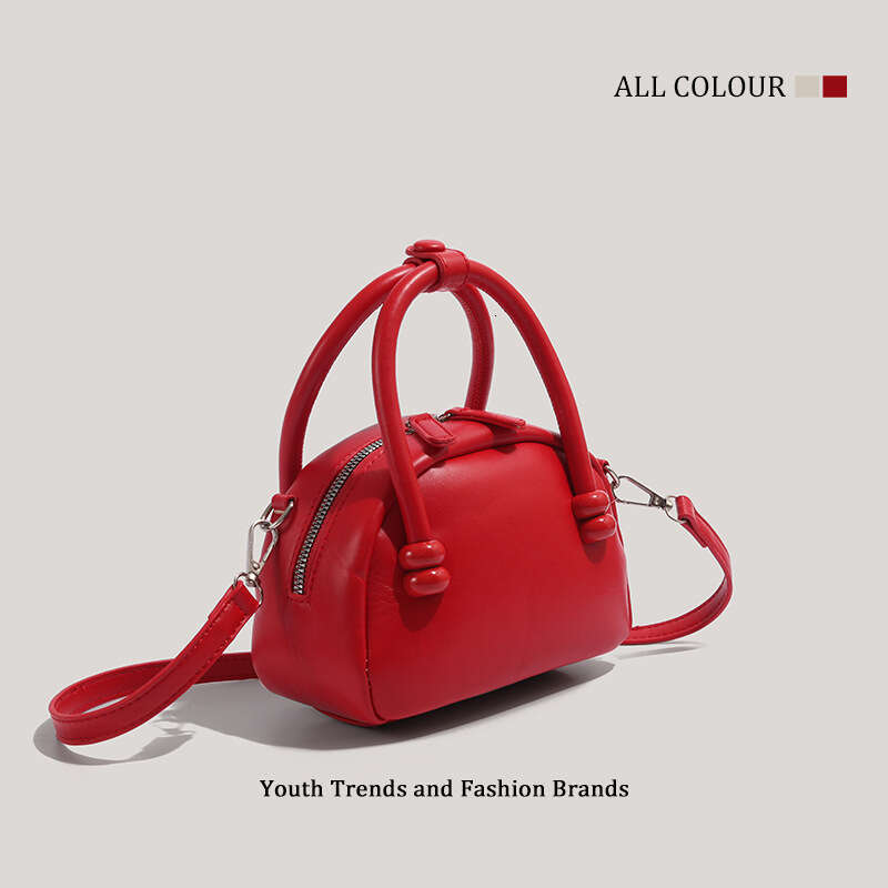 CHARHP&KEJNT Official Genuine Handheld Boston High-Quality Versatile Shoulder Crossbody Red Wedding Bag