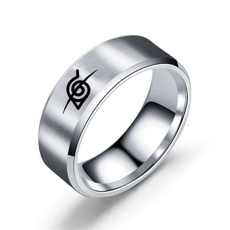 Anime Logo Sign Ninja Ring Cosplay Prop Stainless Steel Fashion Punk Cartoon Hip Hop Jewelry Accessories H260312