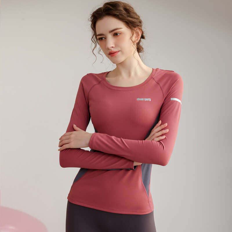 Autumn and winter yoga clothing for women, spliced long-sleeve slim-fit gym quick-dry running professional outdoor Designer sports top
