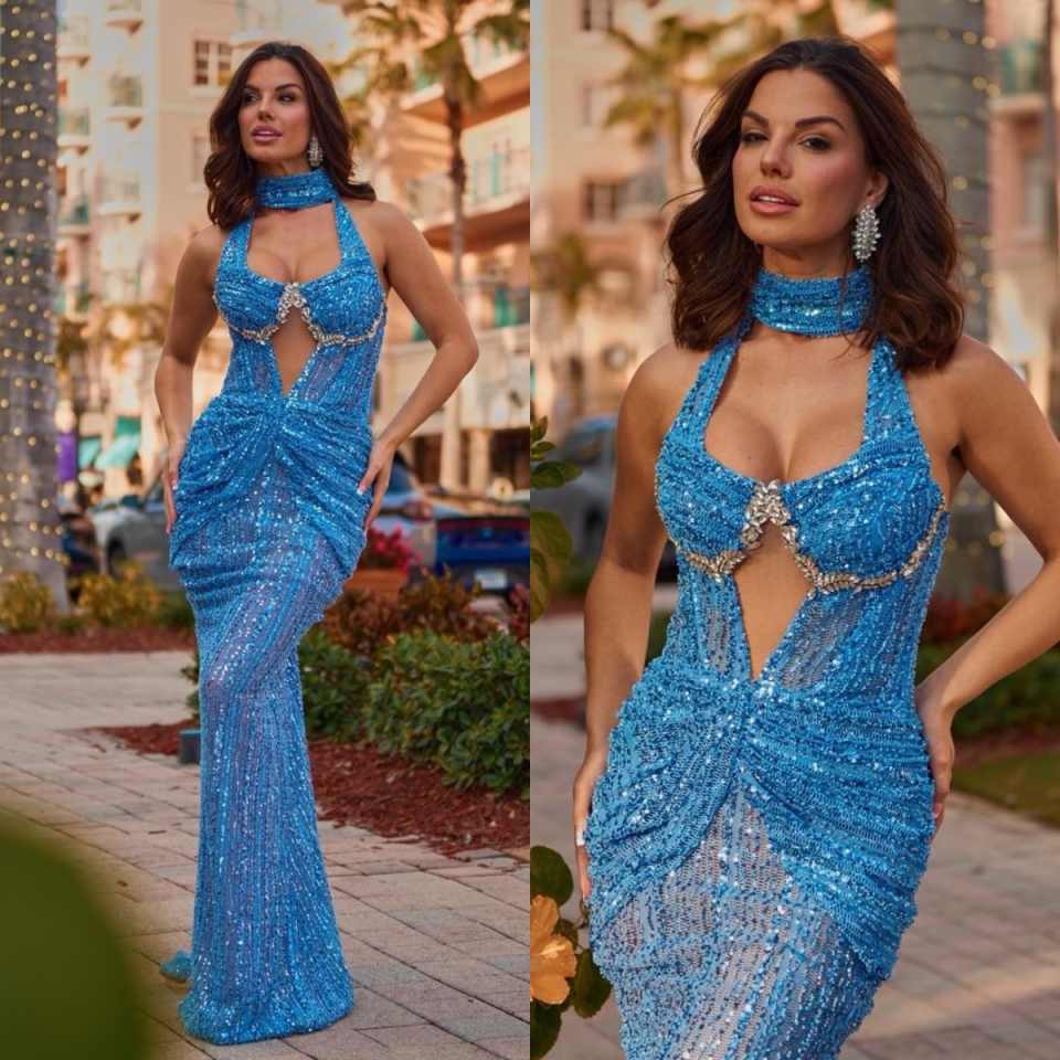 Elegant Evening Dresses Mermaid Halter Sequins Backless Party Dress Dresses Celebrity Prom Gown Customized Vestido De Novia