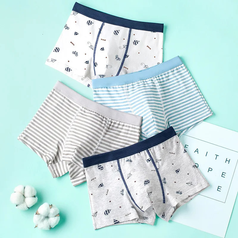 4pcsKids Boxer Shorts Boys Cotton Underwear Summer Lightweight Anti Microbial No Ride Up Seamless Cartoon Underpants 260311