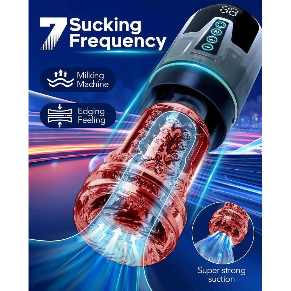 KUSHOR 4in1 Automatic Male Mastubator LCD Masturbation Cup with 7 Sucking& Thrusting& Rotating Modes Pocket Pussy Man Sex Toys Z260312