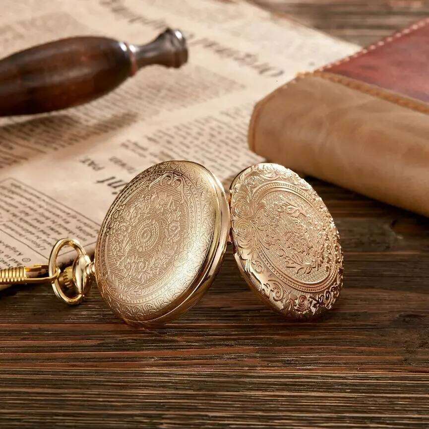 Vintage classic quartz watch exquisite carved flip chain pendant men women pocket watches reloj