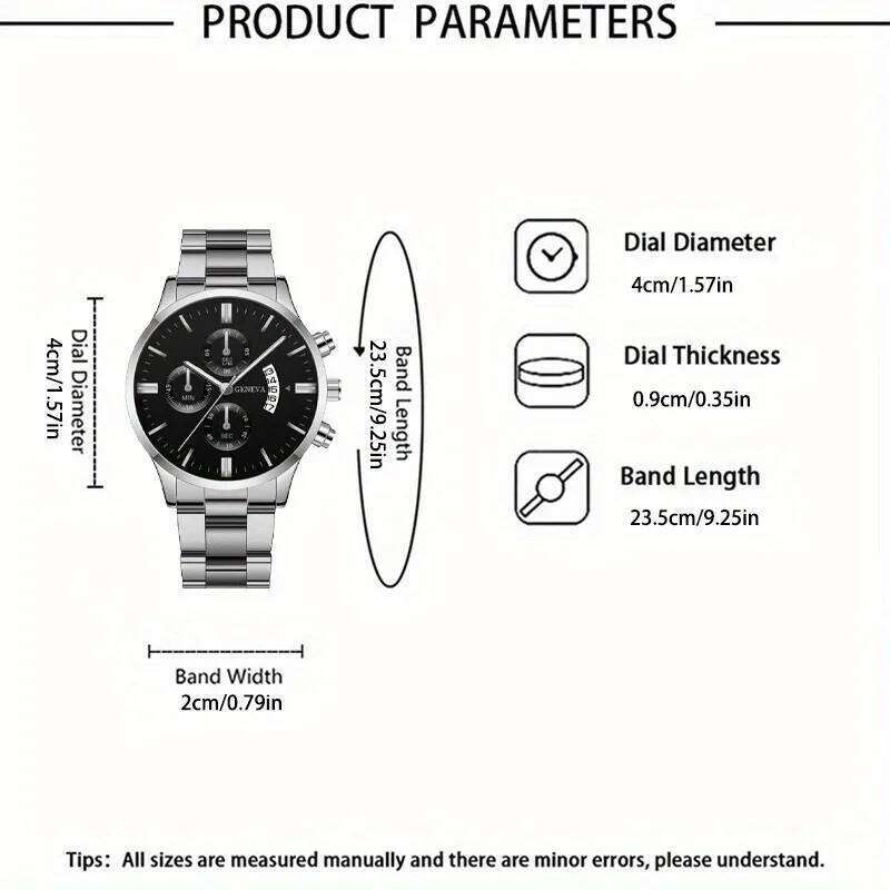 2pcs/set Fashion Watch Set with Alloy Strap Business Casual Sports Quartz Men's Watches Are Perfect Gifts for Men.