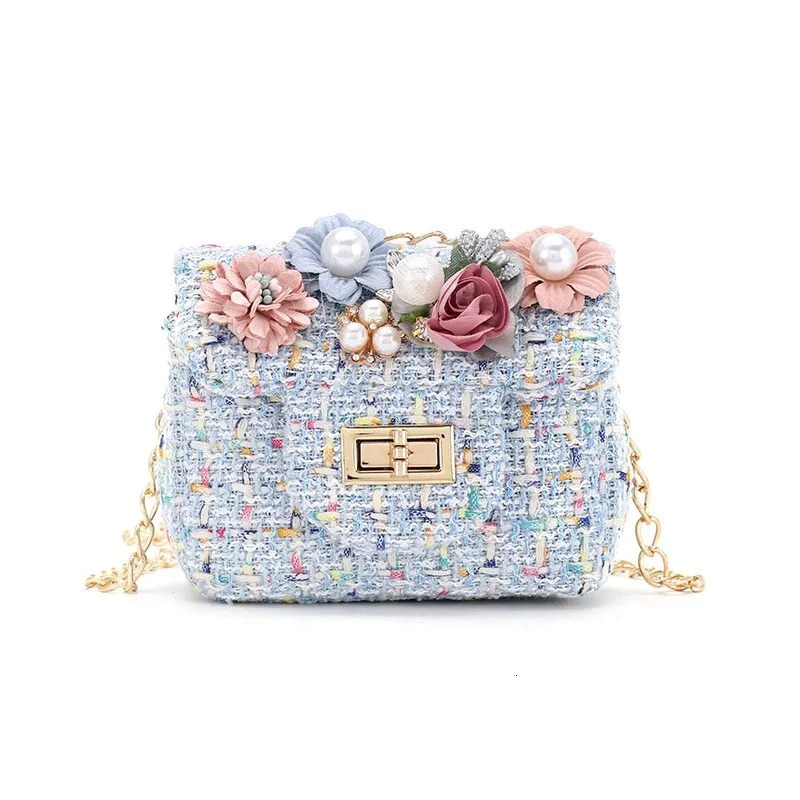 Bear Leader Fashion Childrens Bag Cute Baby Girls 3D Flowers Handbag Waist Bags Small Square Hasp Chain 260311
