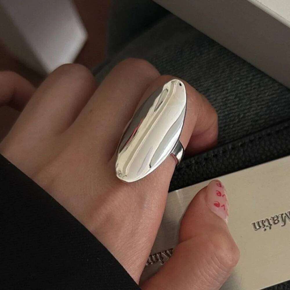 BF CLUB 925 Sterling Silver Rings For Women Girl Female Open Minimalist Retro Oval Ring Creative Anillos Bague Fine Jewelry H260312