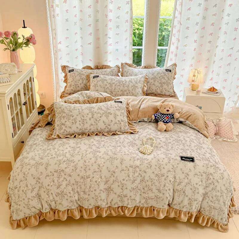 2025 new comfortable high-gram milk fleece set, winter thickened warm and skin-friendly bedding four-piece set H260312