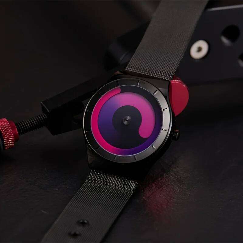 Fashionable trendy man watches personalized creativity no pointers starry vortex circular dial quartz watch relojes para hombres