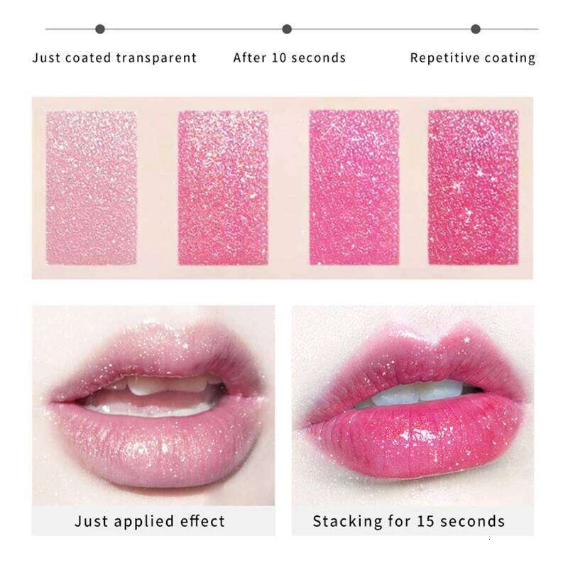 DAIMANPU Starry Sky Shining Jelly Lipstick Warm Color Change Cute Pink Girl Student Makeup and Moisturizing Lips W260311