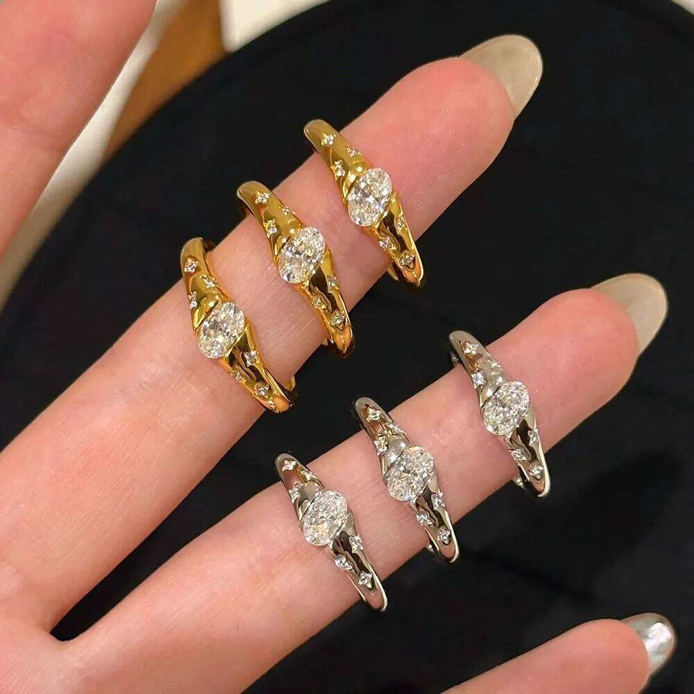 OEVAS 4*6MM Oval Cut Moissanite Ring S925 Sterling Silver 18K Gold Lab Diamond Star Planet Band For Women Party Fine Jewelry H260312