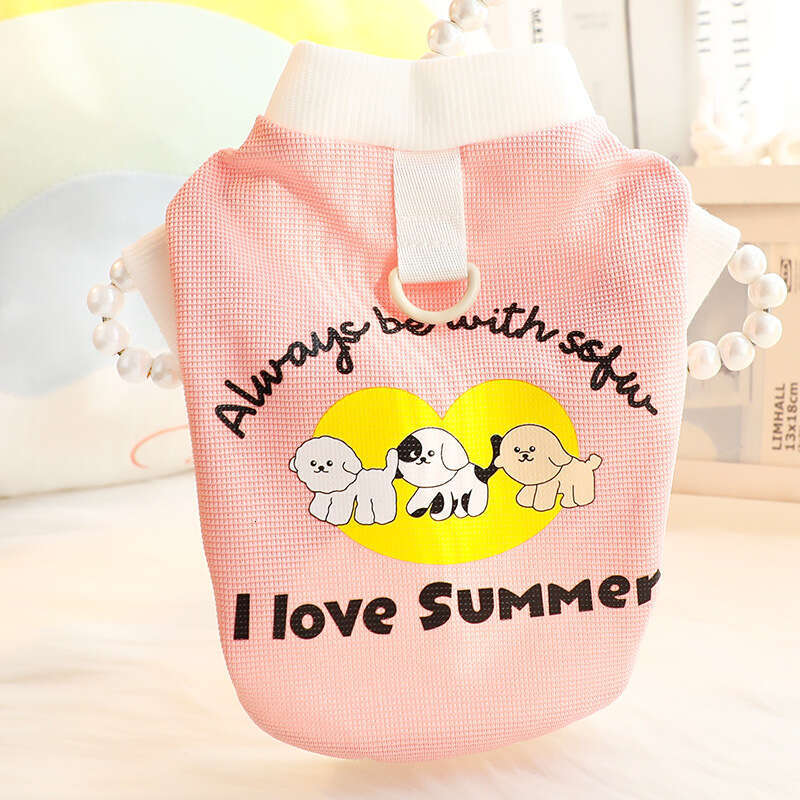 Clothes Spring Summer Thin Cat Leash Puppy Printed T-Shirt Vest Small Dog Teddy Pet 6738