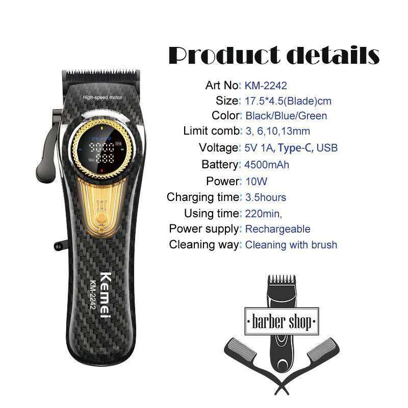 Kemei KM-2242 Trimmer Baber Professional Clipper Hair Cutting Machine With Charging Base For Electric Men Gift C260312