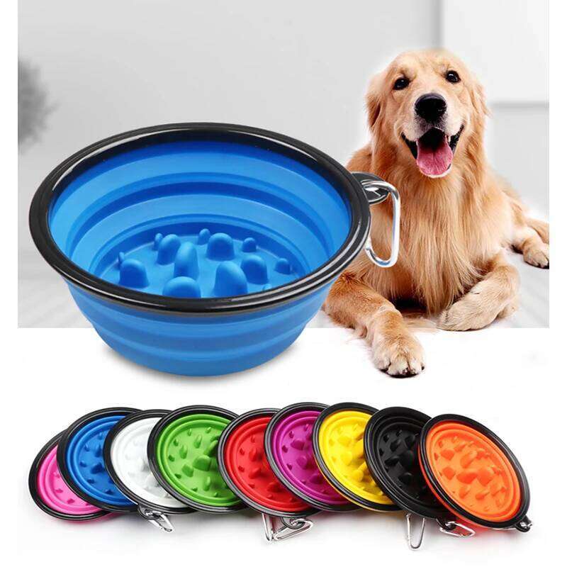 Pet Slow Food Bowl Dog and Cat Anti-choking Feeder Outdoor Travel Portable Foldable TPE Bowls Anti-gulping Feeding Pets Supplies 26Y0312