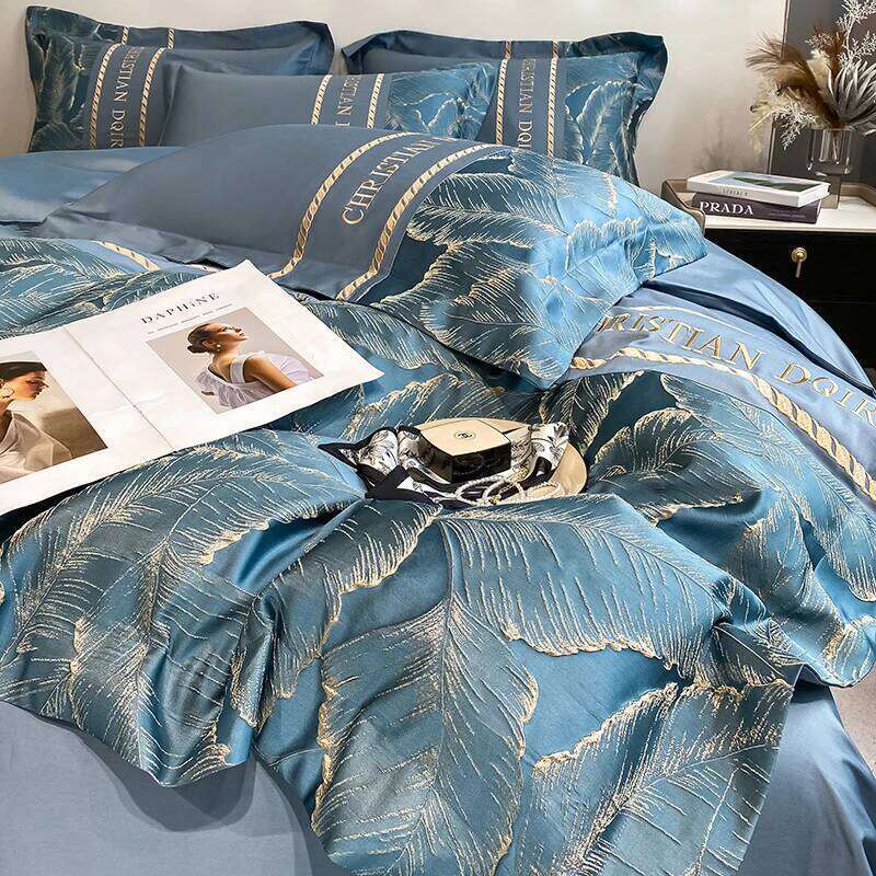 Light 100% Pure Cotton Four-piece Embroidery Quilt Cover Sheet Pillowcases Home Textile Bedding Set 1.8m 2m Bed H260312