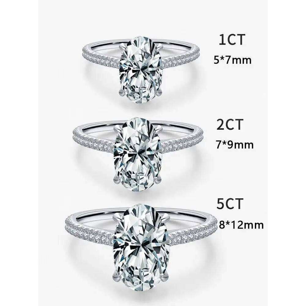 925 Sterling Silve Zirconia 1-4.5CT Gorgeous Shiny Oval Stone Ring For Women Engagement Wedding Luxury High Quality Fine Jewelry H260312