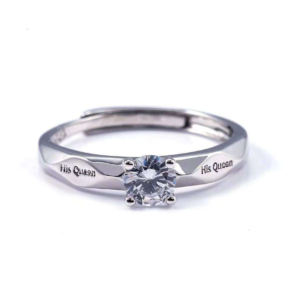 1 Pc Trendy Pledge Love with Letter Partner Valentine's Day Gift Cubic Zircon Stone Engagement Ring for Couple W260311