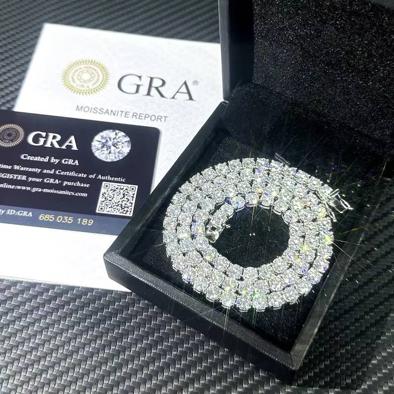 2026Mens and Womens High Quality S925 Silver Iced Out Tennis Chain 2mm-65mm 6-24inch Mossanite Moissanite Necklace