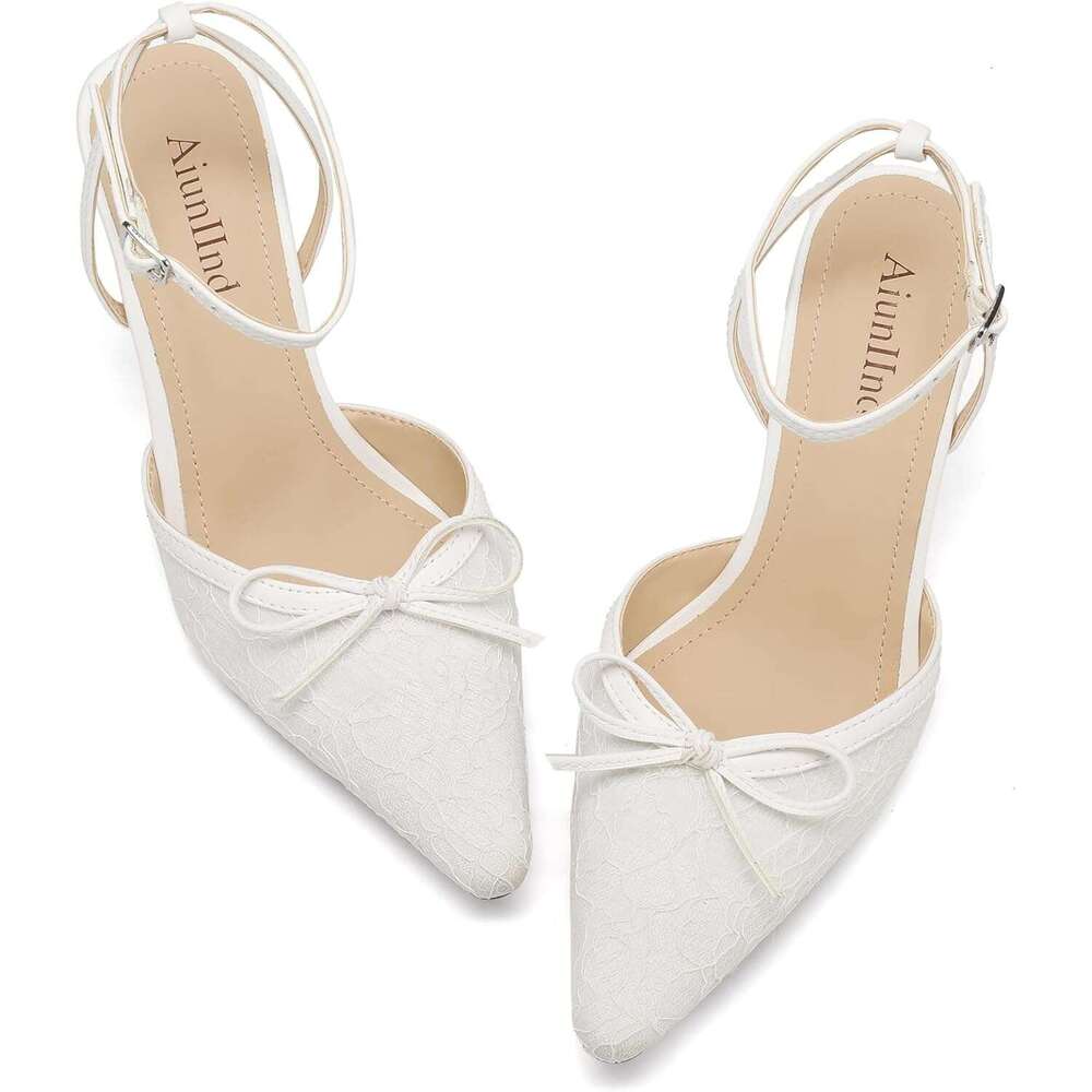 Women S Pointed Toe Colour Heel Lace Pumps Ankle Strap Heeled Sandals Wedding Dress Shoes For Women Classics