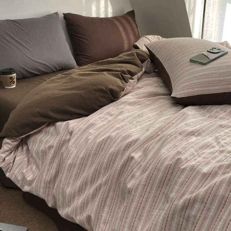 2025 new cotton-colored woven jacquard herringbone slanted bed sheet four-piece set - Maillard series washable fabric H260312