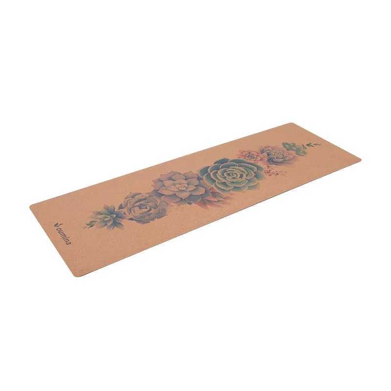 YTYIN Custom Printed Eco-Friendly 3mm Thickness Non-Slip Cork Natural Rubber Yoga Pilates Mat Customized With Non-Slip Su M260312