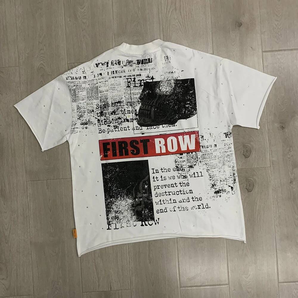 Streetwear Vintage Washed Diamond Cropped Tee for Men Crew Neck Short Sleeve Loose Cotton Rhineston Tshirts Oversized ddmythur