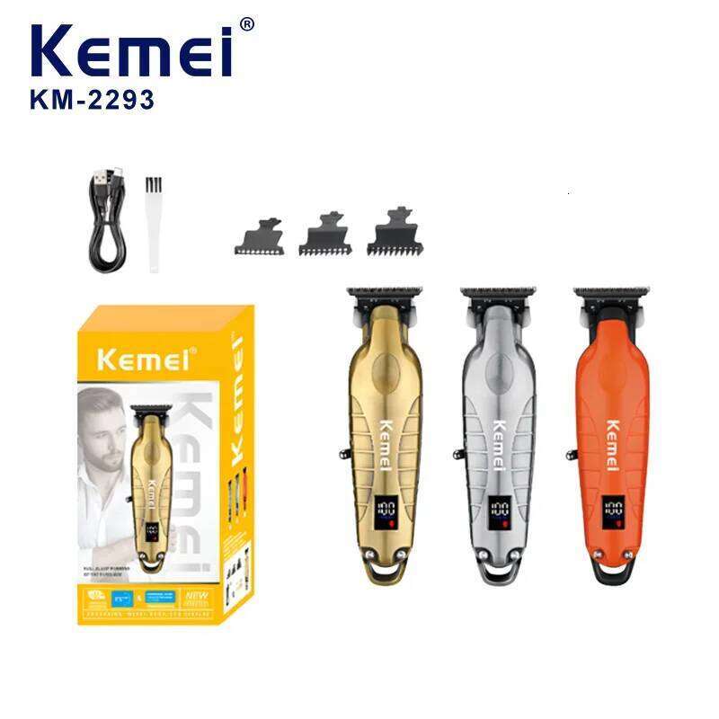 Kemei 2293 Barber Cordless Hair Trimmer 0mm Zero Gapped Carving Clipper Detailer Professional Electric Finish Cutting Machine C260312