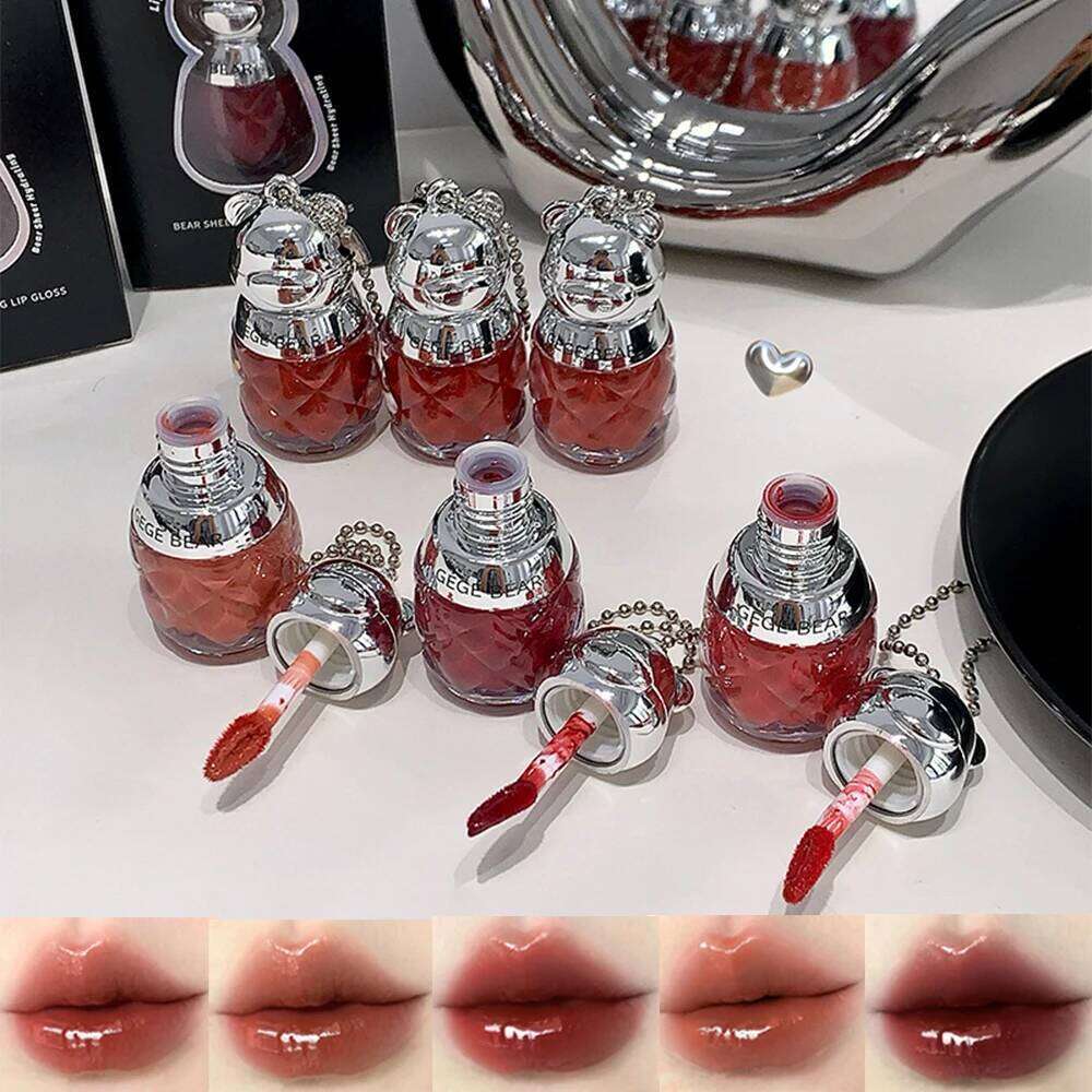 Gege Bear Keychain Pendant Water Gloss Gloss, Easily Apply Moisturizing Mirror Finish for Autumn&Winter Colors Lip Stain W260311
