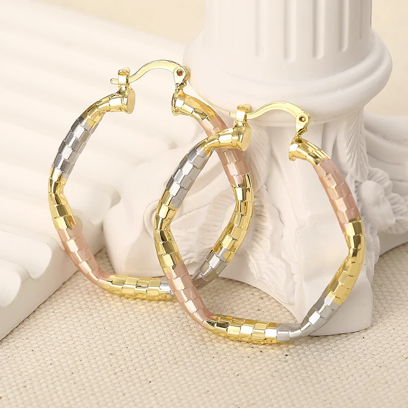 CAOSHI Gorgeous Three Colour Big Hoop Earrings for Women Temperament Modern Style Metal Ear Accessories Engagement Party 260309