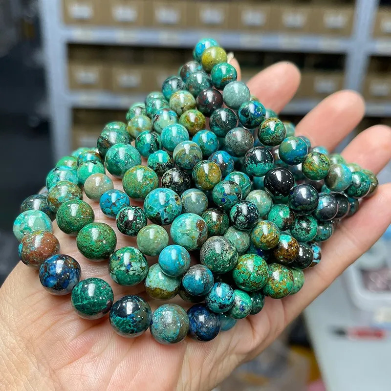 JD 3A Natural Azurite Bead Charm Bracelet Women Men Genuine Blue Malachite Energy Crystal Aura Healing Yoga Elastic Couple Gift 260302