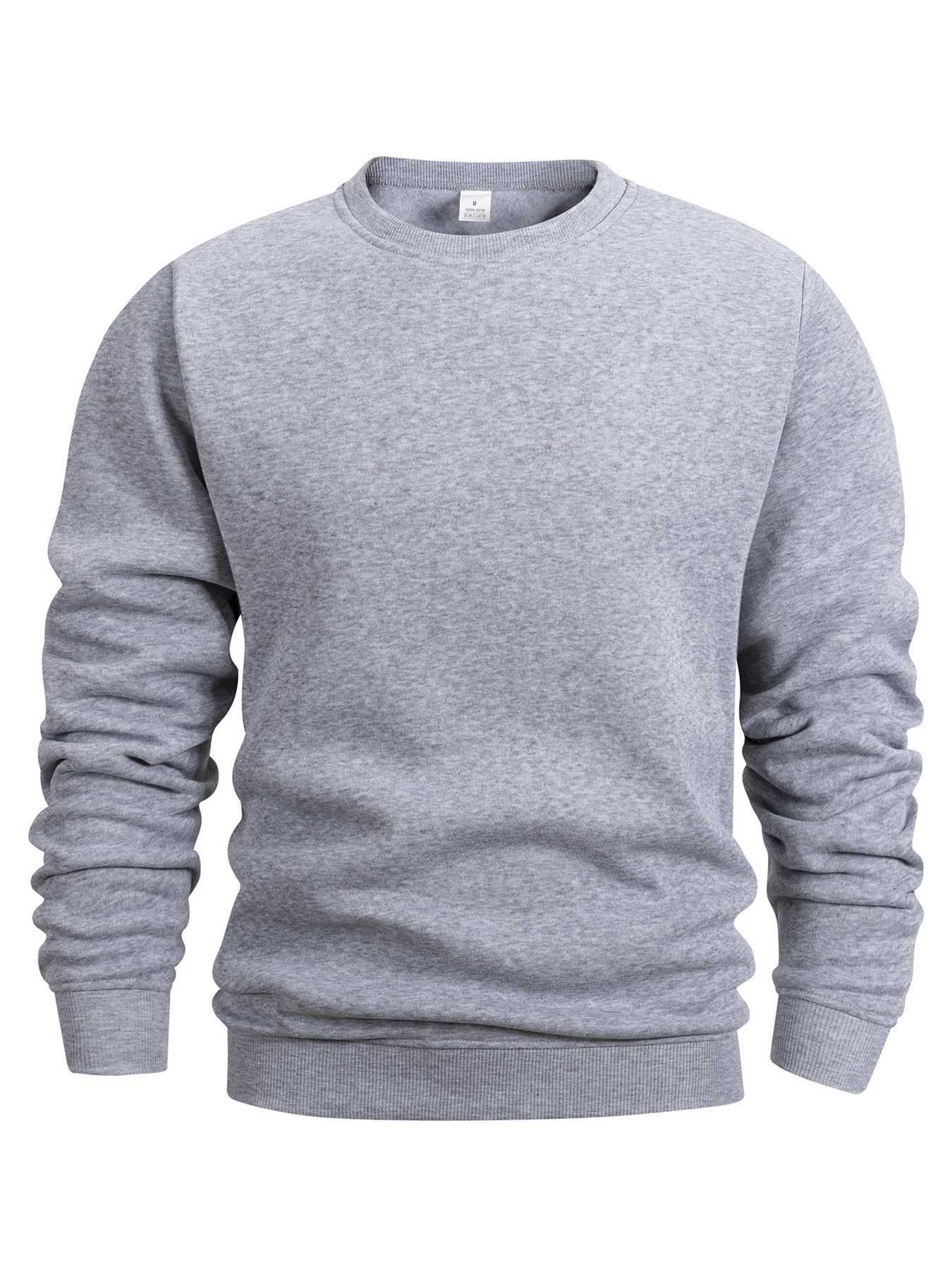 Mens Crew Neck Sweatshirts Solid Color Sweatwear Spring Outdoor Casual Daily Long Sleeve Pullover Hoodie Man Sportswear M260312