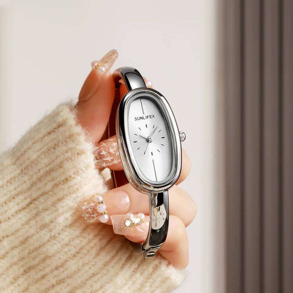 New luxury elegant ladies bracelet simple scale dial oval waterproof women's quartz watch Reloj