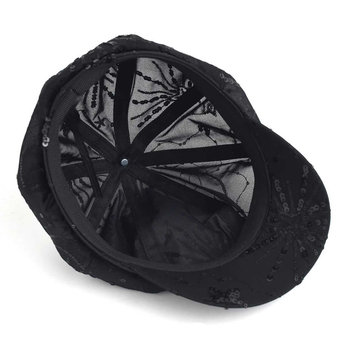 Womens Sequined Beret Hat Korean Style Sparkle Newsboy Cap with Breathable Mesh Fashion Painter Hat for Summer and Fall H260312 - view 5