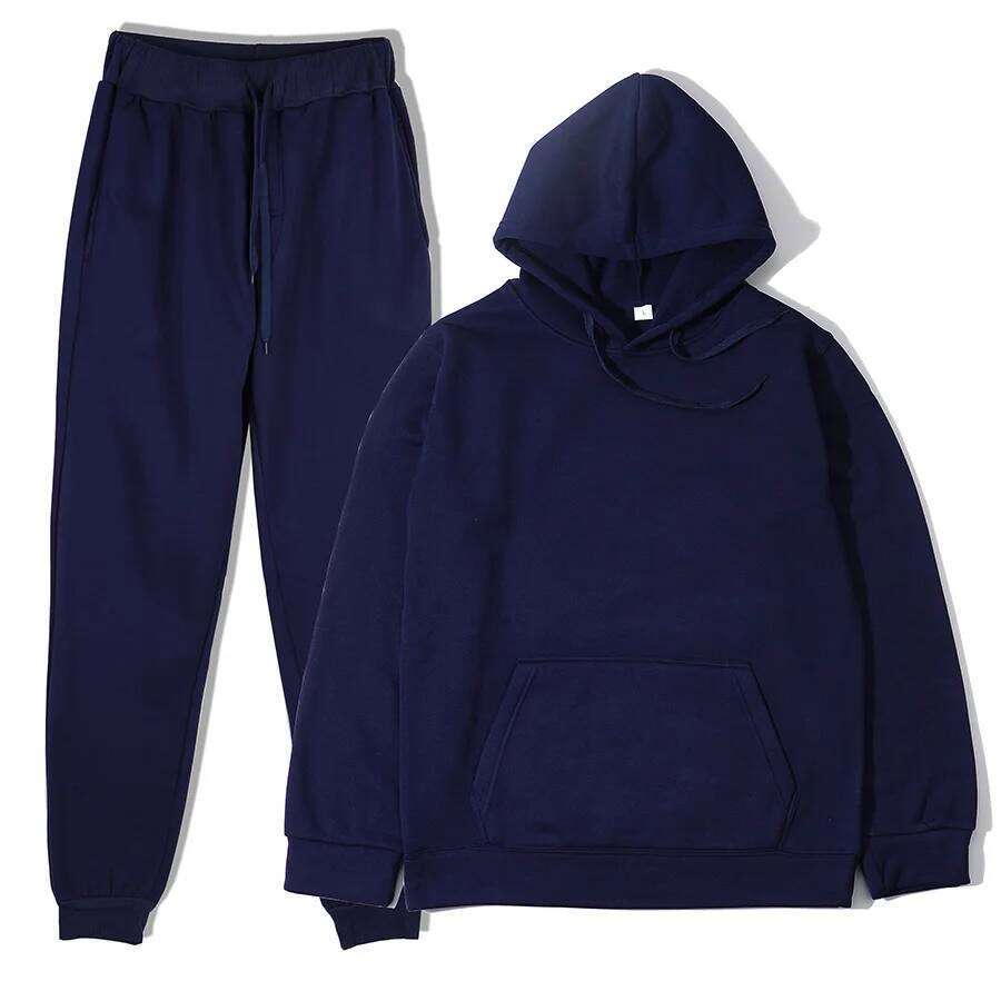 Autumn and Winter New Solid Color Hoodie+pants Two-piece Fashionable Casual Sports Set Size S-3XL Men's Tracksuit