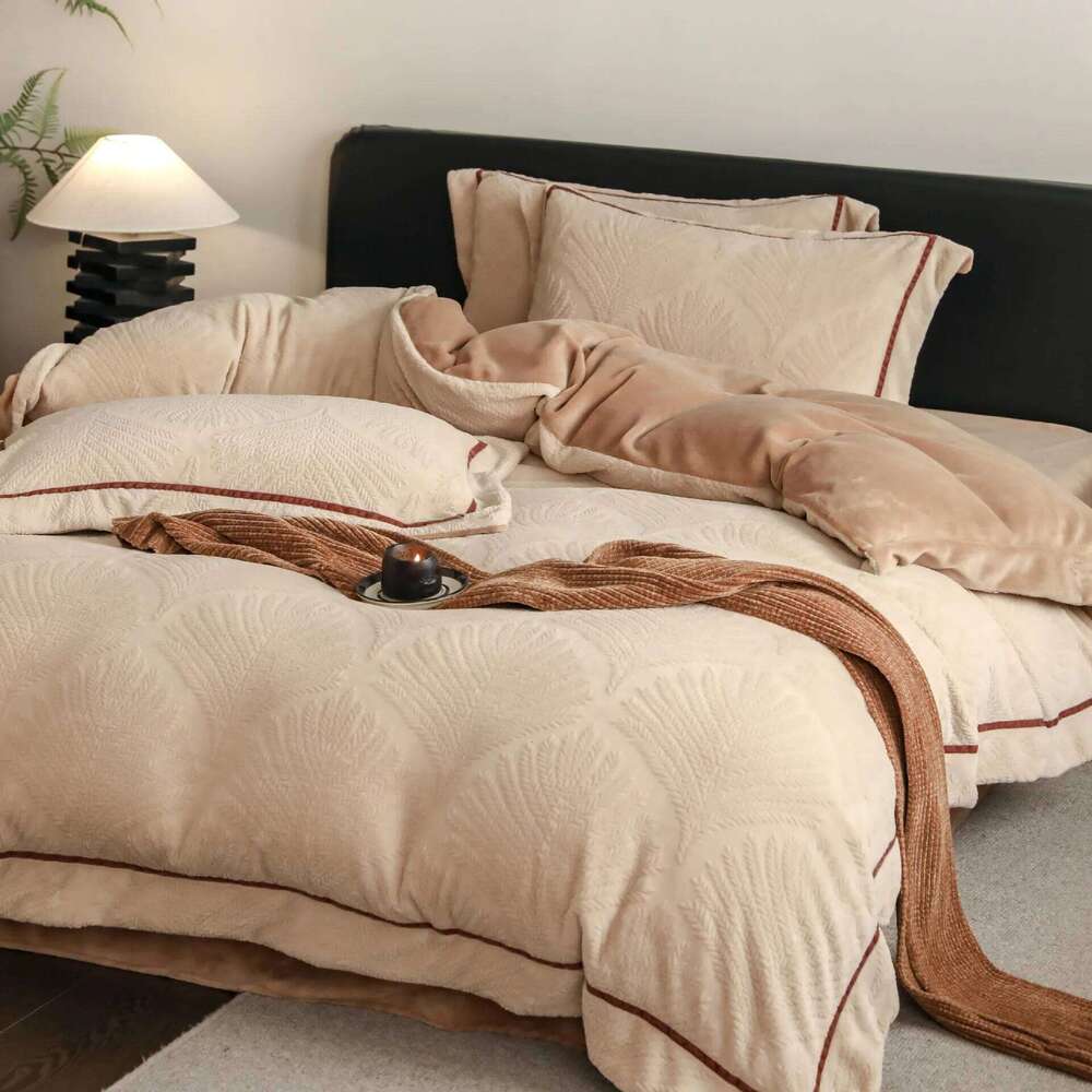 Thickened embossed craft four-piece set of large jacquard milkfleece webbing series H260312