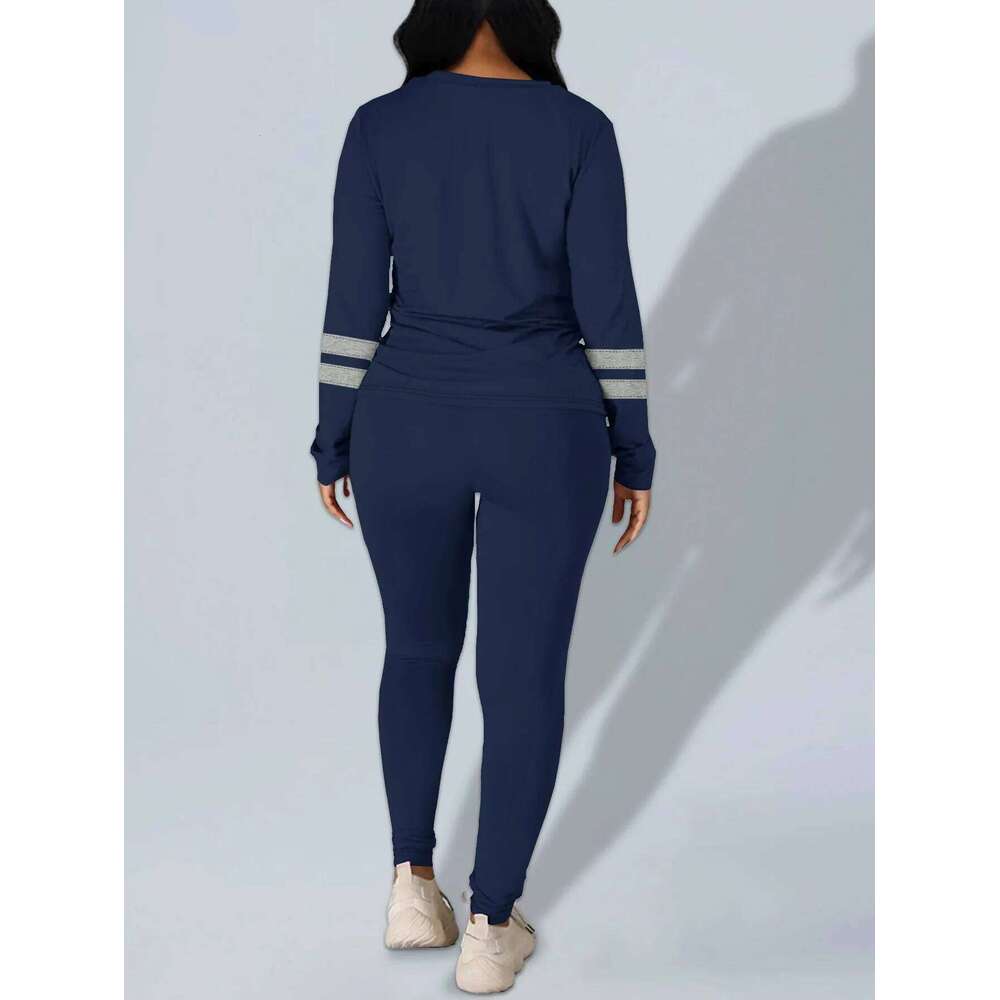 Women's Two-Piece Set Sleeve Pants Sportswear Autumn Breathable Moisture-Wicking round Neck Pullover Casual Long Sleev C260312