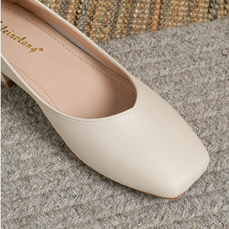 Woman Elegant Square Toe Concise Black 4CM High Heel Female Shallow Retro Mary Janes Comfortable Cute Loafers Lolita Shoes 260306