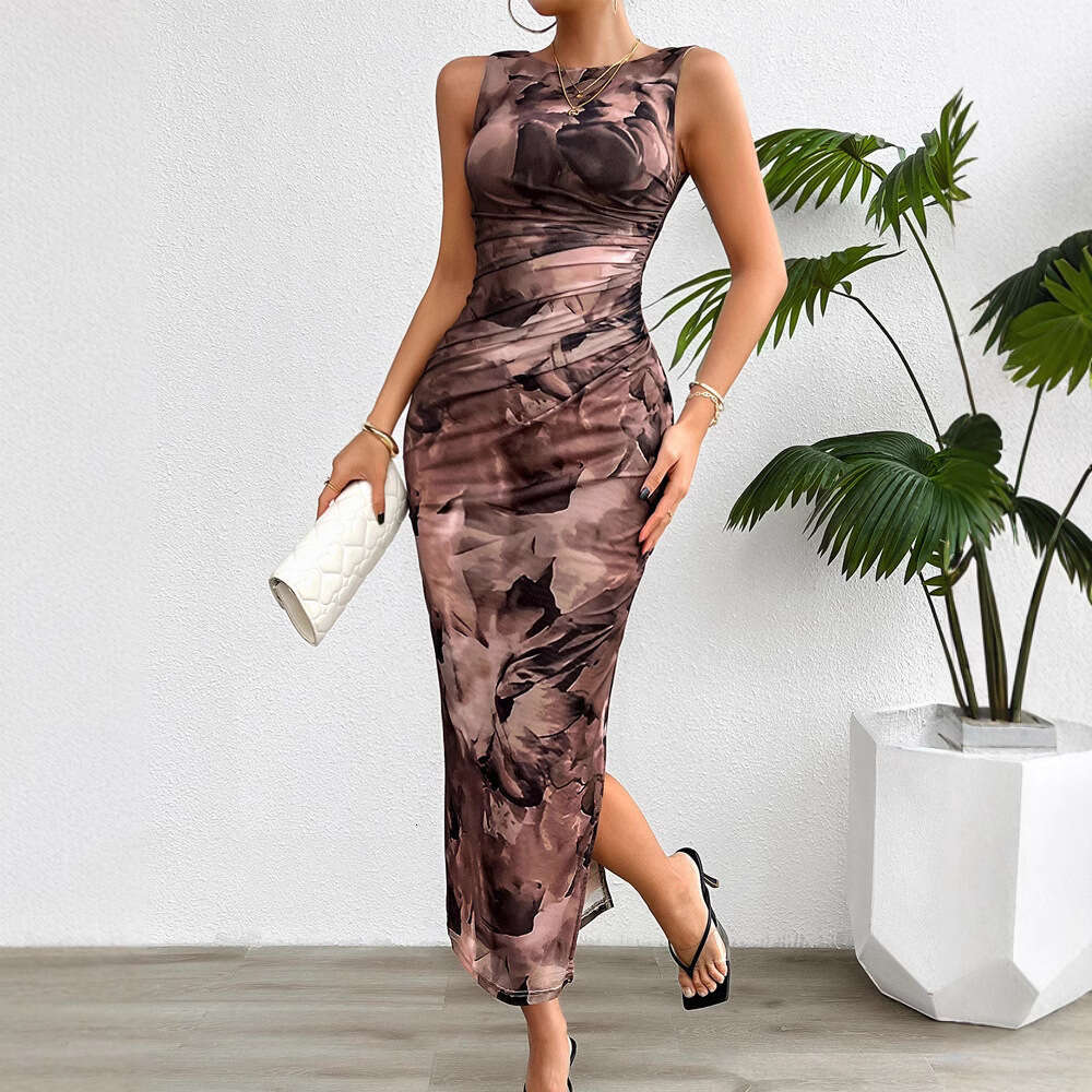 Foreign trade women's clothing cross-border independent site Shein 2025 spring-summer elegant slim-fit sleeveless dress