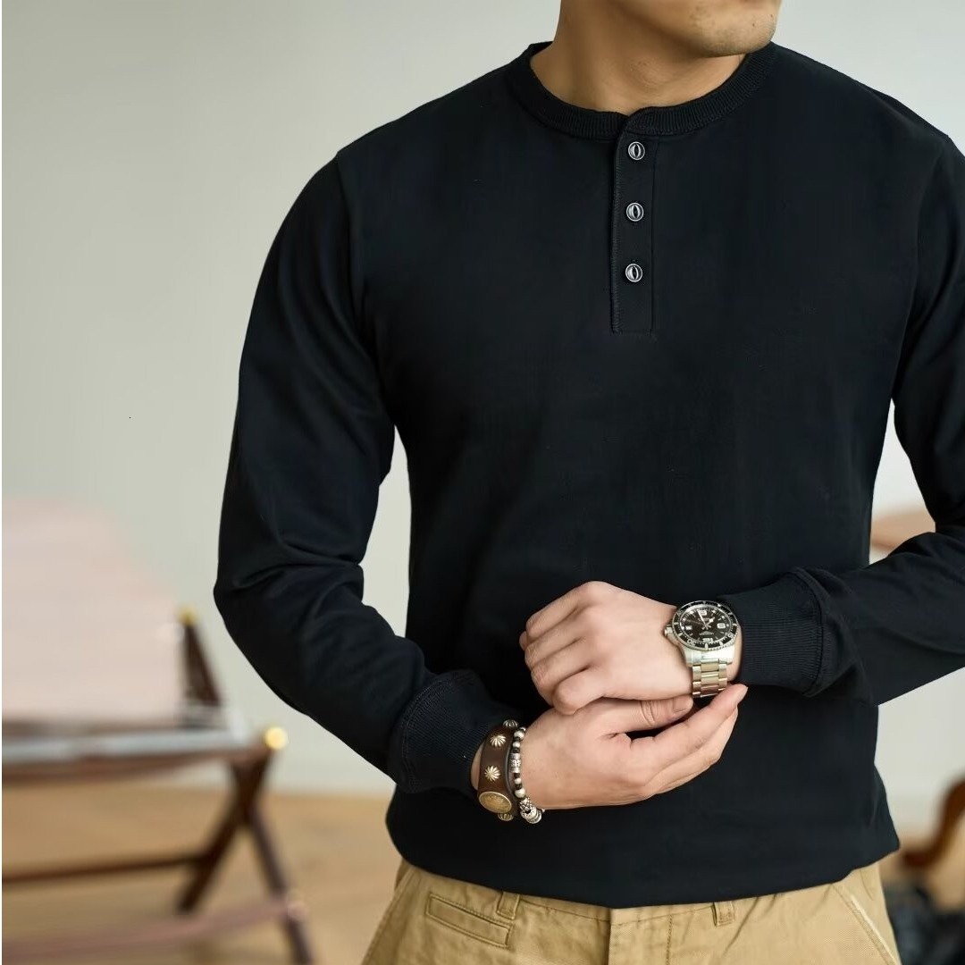 Fall New Large Size Casual Simple Retro T-shirt For Teenagers Long Sleeve Designer Hoodie Men's Underlay Shirt