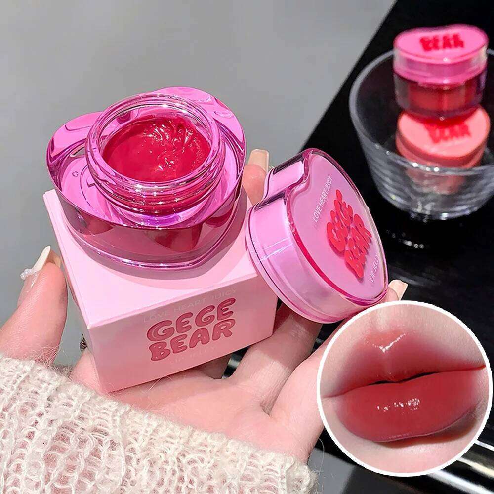 Gege Bear Loveheart Jelly Moisturizing Jam Gloss Honey Brightening Mirror Non Sticky Lip Glaze W260311