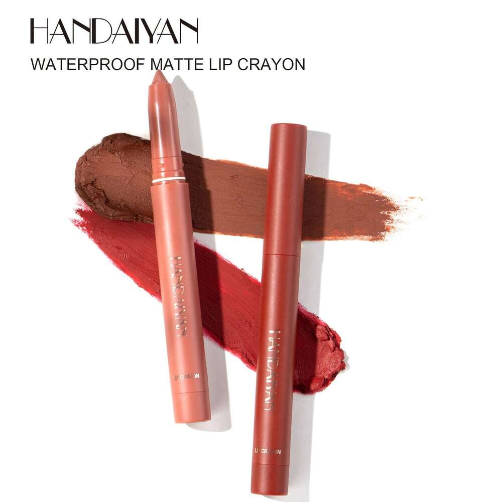 HANDAIYAN fadeless non staining cup matte lipstick pen lip rotatable lipliner with pencil sharpener W260311
