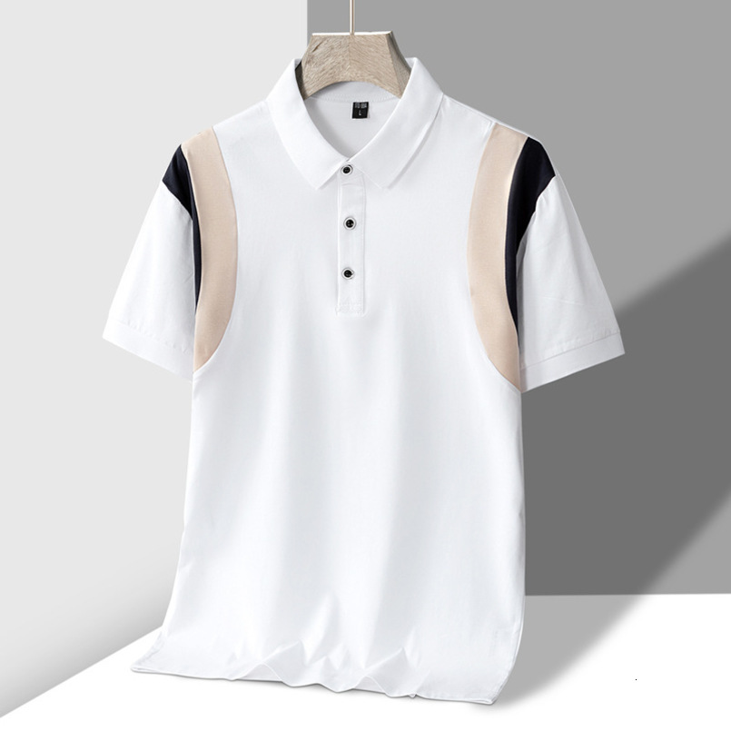 New Cotton Shirt, Ice Porcelain Cotton, Solid Color, Fashionable, Casual, Breathable, Trendy Short-Sleeve Polo for Young and Middle-Aged People