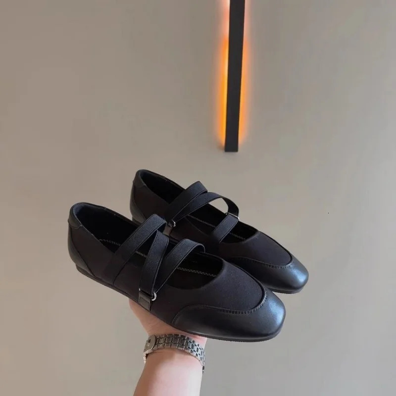 2026 SpringFall Mary Jane Flats - Ballet-Inspired Round-Toe Slip-On Shoes with Elastic Strap Vintage Work Pumps for Women 260227