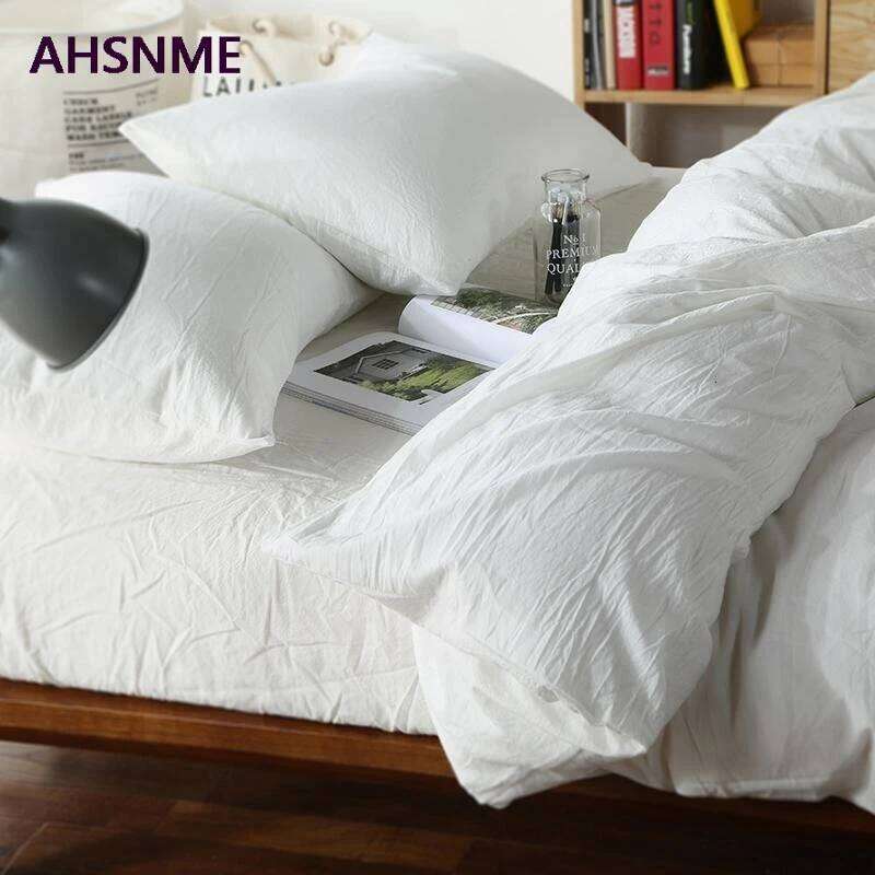 AHSNME 100% Cotton bed linen Super Soft Bedclothes Bedcover Cool Summer White Duvet Cover comforter bedding sets H260312