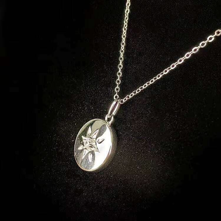 Premium Jewelry Pure Sier Galrming VVS Moissanite Pendant Star Coin Disc Collarbone Necklace Unisex Girl