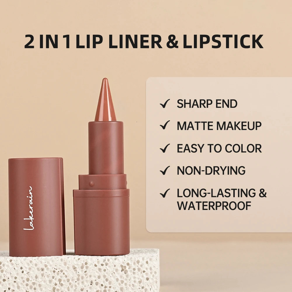 Lakerain Lip Liner Lipstick Pen Long Lasting Waterproof Gradient Quick Drying 2 IN 1 Lip Liner Lipstick Sexy Matte Cosmetic 260305