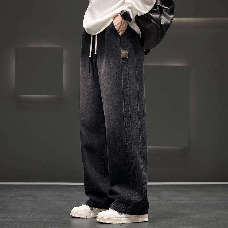 Autumn New Wide Leg Washing Jean Men Trousers Neutral Solid Color Loose Casual Straight Outdoor Fashion Pants Big Size 8xl 26Y0312