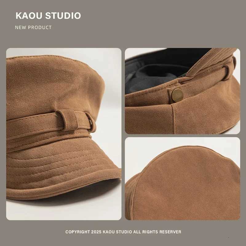 Japanese Solid Color Retro Suede Flat Top Painter Hat Autumn and Winter Mens and Womens British Casual Temperament Newsboy Cap H260312 - view 7