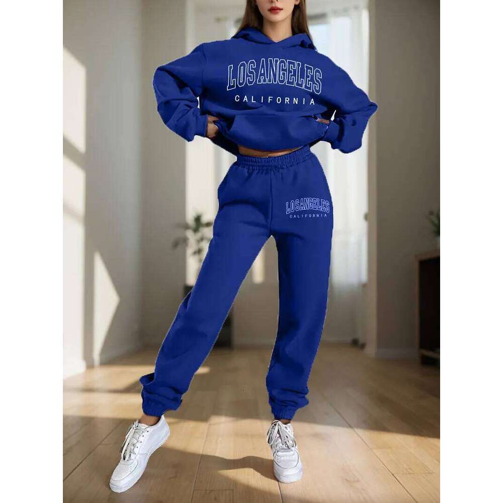 Women's Hoodies Two Pieces Sets Fashion Letter Print Pullover Sweatpants 2Pieces Set Sweatshirts Trousers Suit For Women Hooded C260312