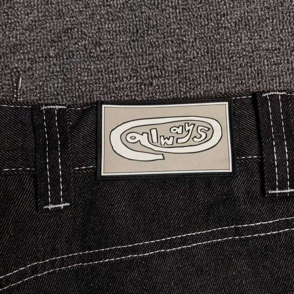 New Always High quality Printed Embroidery Straight Black Pants Jeans Trend Street Wear AlwaysJeans Men 26Y0312